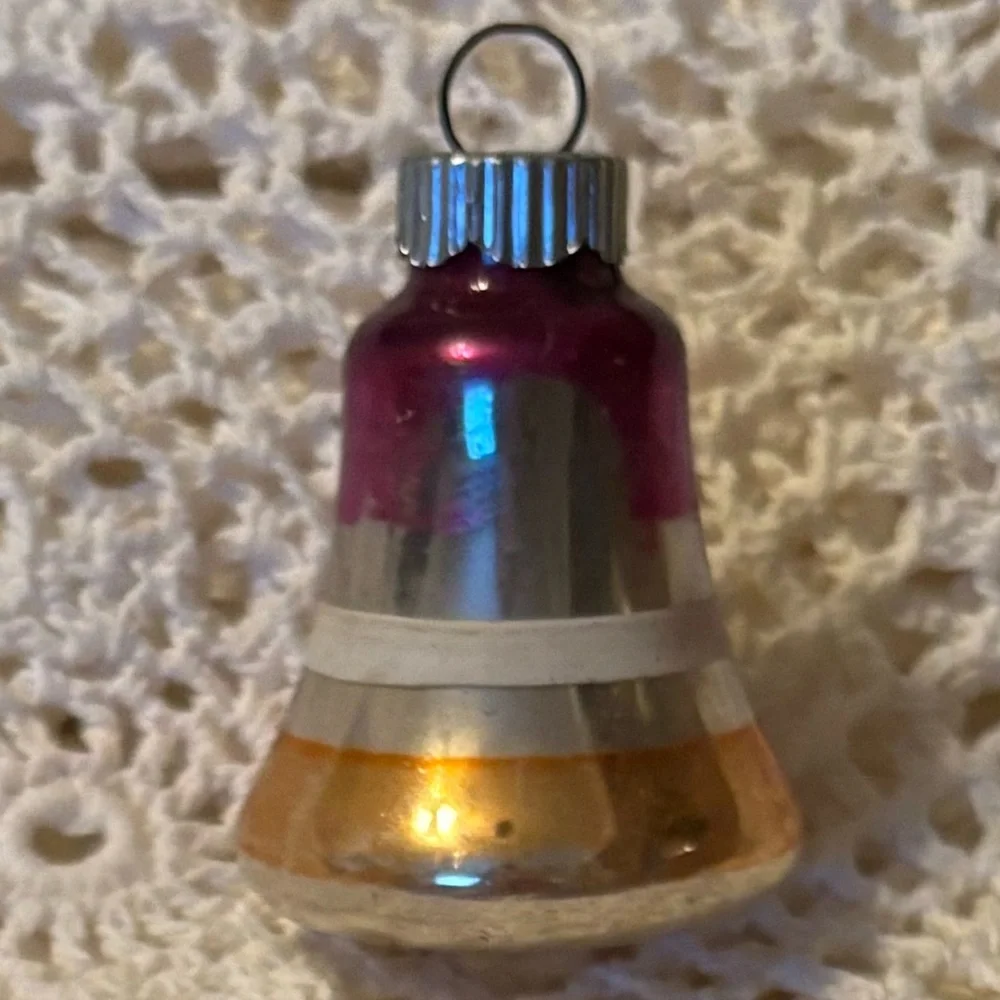 Vintage Bell Christmas Ornaments Shiny Brite Mercury Glass Antique MCM Red Gold